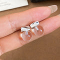 Minimalist Cool Style Resin Round Pendant Drop Earrings With Silver Posts For Women view 1
