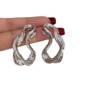 French Vintage Gold Twisted Arc Copper Geometric Stud Earrings For Women view 5