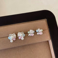 Colorful Faux Pearl Bow Grape Stud Earrings For Women Elegant Geometric Round Jewelry view 2