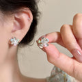 Colorful Faux Pearl Bow Grape Stud Earrings For Women Elegant Geometric Round Jewelry view 3