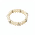 French Baroque Faux Pearl Beaded Bracelet With Crinkled Round Geometric Beads Vintage Minimalist Jewelry view 5