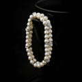 French Baroque Faux Pearl Beaded Bracelet With Crinkled Round Geometric Beads Vintage Minimalist Jewelry view 4