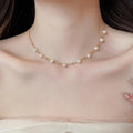 18K Gold Plated Beaded Faux Pearl Geometric Choker Necklace Light Luxury Minimalist Style view 3