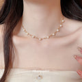 18K Gold Plated Beaded Faux Pearl Geometric Choker Necklace Light Luxury Minimalist Style view 1