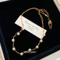 18K Gold Plated Beaded Faux Pearl Geometric Choker Necklace Light Luxury Minimalist Style view 4