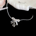 Light Luxury Zircon Bow Faux Pearl Choker Necklace Elegant Niche Design Collar view 2