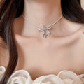 Light Luxury Zircon Bow Faux Pearl Choker Necklace Elegant Niche Design Collar view 1