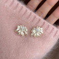 French Style Alloy Floral Firework Stud Earrings With Rhinestone Enamel Sweet OL Design view 3