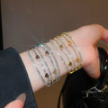 Gold Plated Copper Zircon Geometric Clasp Bangle Light Luxury Round Designer Bracelet view 4