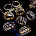 Gold Plated Copper Zircon Geometric Clasp Bangle Light Luxury Round Designer Bracelet view 3