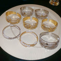 Gold Plated Copper Zircon Geometric Clasp Bangle Light Luxury Round Designer Bracelet view 1