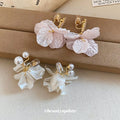 French Vintage Faux Pearl Flower Petal Clip-on Earrings Elegant Niche Design Women's Jewelry view 2