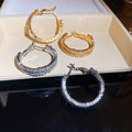 Luxury Zircon C-Shaped Copper Hoop Earrings Korean Style Geometric Round Daily Jewelry view 1