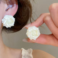 2026 New Resin Rose Flower Copper Stud Earrings For Women, Forest Style Elegant Fashion Jewelry view 3
