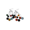 New Chinese Style Geometric Round Agate Beaded Tassel Drop Earrings With Silver Pins view 5