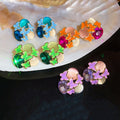 Vintage Purple Enamel Butterfly Alloy Stud Earrings, Sweet Spring Summer Niche Design view 3