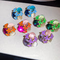 Vintage Purple Enamel Butterfly Alloy Stud Earrings, Sweet Spring Summer Niche Design view 1