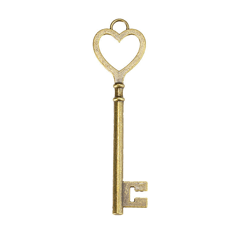 82x22mm Alloy Heart Key Charm Pendant for DIY Jewelry