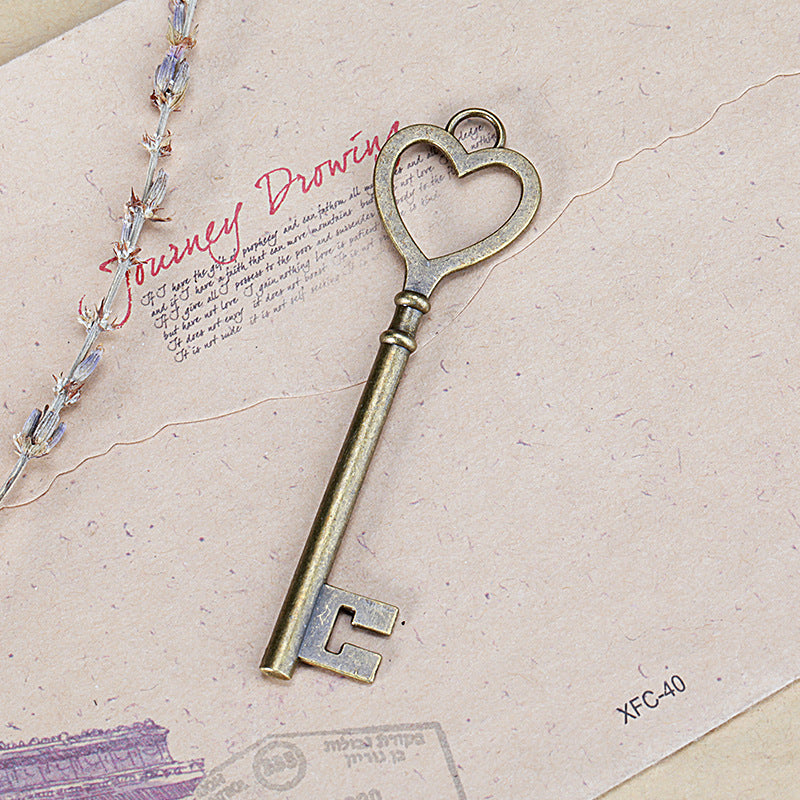 82x22mm Alloy Heart Key Charm Pendant for DIY Jewelry