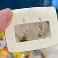 2026 New Faux Pearl Beaded Hoop Earrings, French Vintage Light Luxury Elegant Round Ear Jewelry view 4