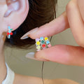 Copper Enamel Round Smiley Heart Earrings, Minimalist Fashion OL Geometric Ear Cuffs For Women view 1