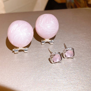 Sweet Floral Copper Stud Earrings With Silver Posts, Enamel Oval Rhinestone Light Luxury Design