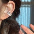 French Lace Edge Zircon Copper Clip-on Earrings For Women, Light Luxury Round Geometric Ear Cuffs view 3