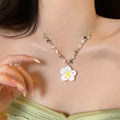 Summer Colorful Resin Flower Beaded Necklace For Women Pastoral Vacation Collarbone Choker view 4