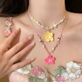 Summer Colorful Resin Flower Beaded Necklace For Women Pastoral Vacation Collarbone Choker view 5