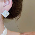 Light Luxury Rhombus Artificial Crystal Stud Earrings Minimalist Geometric Silver Needle Jewelry view 3