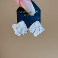Light Luxury Rhombus Artificial Crystal Stud Earrings Minimalist Geometric Silver Needle Jewelry view 2