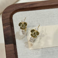 18K Gold Plated Silver Needle Zircon Flower Faux Pearl Stud Earrings For Elegant Women view 2