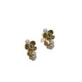 18K Gold Plated Silver Needle Zircon Flower Faux Pearl Stud Earrings For Elegant Women view 5