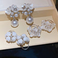 Light Luxury Faux Pearl Rhinestone Flower Basket Drop Earrings For Women view 1