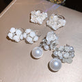 Light Luxury Faux Pearl Rhinestone Flower Basket Drop Earrings For Women view 3
