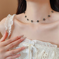 Old Money Style Faux Pearl Crystal Beaded Flower Adjustable Collarbone Necklace For Women view 3