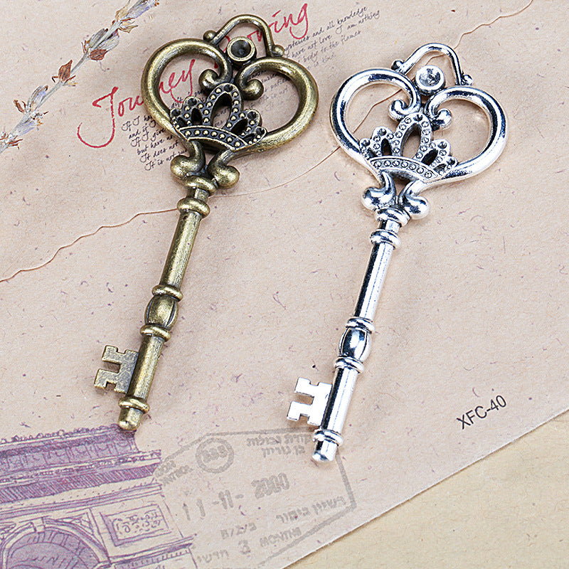83x31mm Vintage Crown Key Alloy Charm Pendant