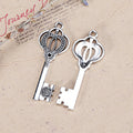 Crown Bow Skeleton Key Alloy Charm in 3 Metal Finishes view 2