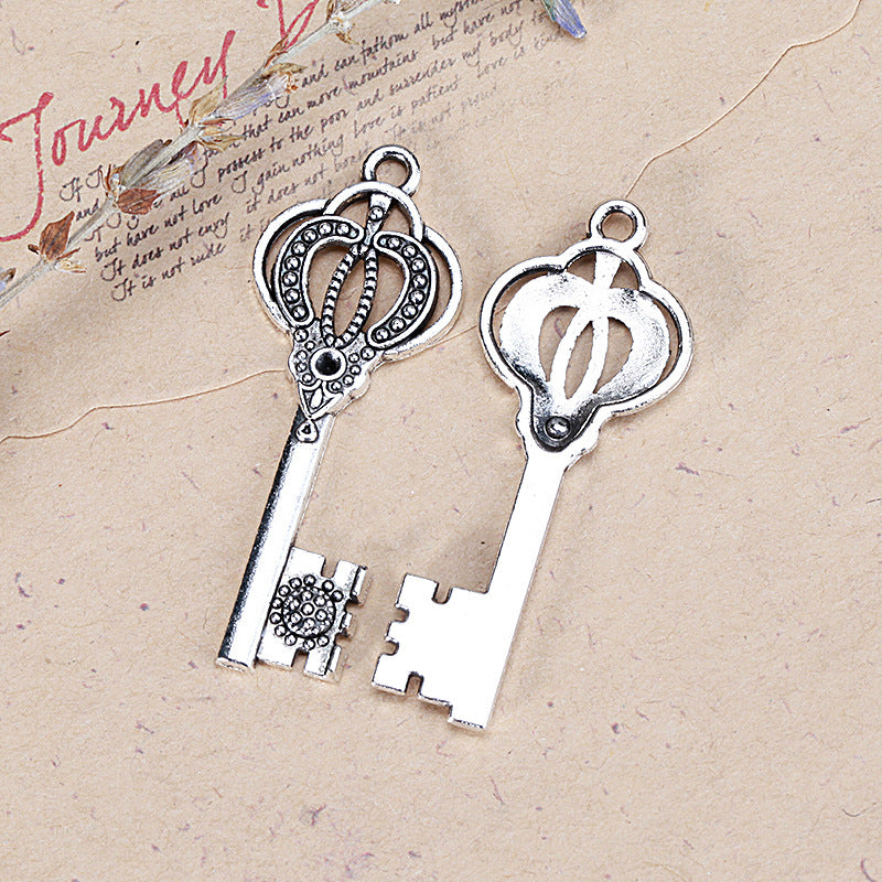 Crown Key Alloy Charm Pendant