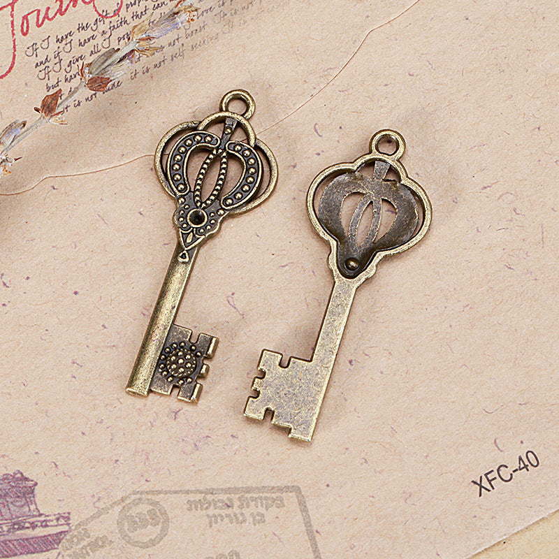 Crown Key Alloy Charm Pendant
