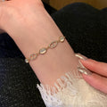 Light Luxury Zircon Oval Adjustable Bangle With Pig Nose Design Elegant Fashion Jewelry view 2