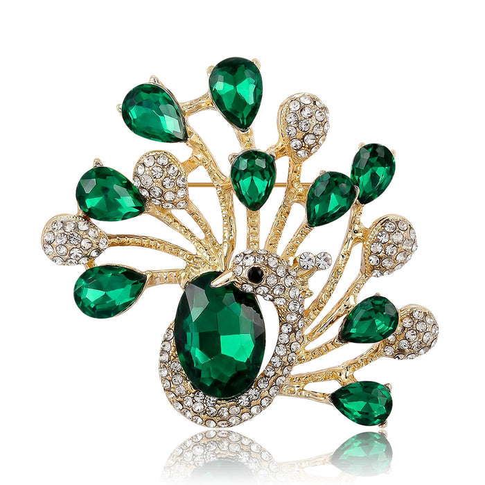 Alloy Rhinestone Peacock Brooch Pin For Fashion Animal Clothing Accessories