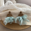 Raffia Chiffon Round Pendant Drop Earrings With Silver Pins Beach Vacation Style view 2