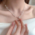 Glass Irregular Beaded Round Pendant Necklace Summer Fresh Light Luxury Geometric Choker For Women view 3