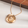 Vintage Hammered Round Gear Edge Gold Alloy Stud Necklace Jewelry Set Elegant Statement Earrings view 2