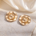 Vintage Hammered Round Gear Edge Gold Alloy Stud Necklace Jewelry Set Elegant Statement Earrings view 4