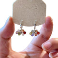 Copper Zircon Round Beaded Pendant Drop Earrings Geometric Fashion OL Minimalist Ear Jewelry view 5