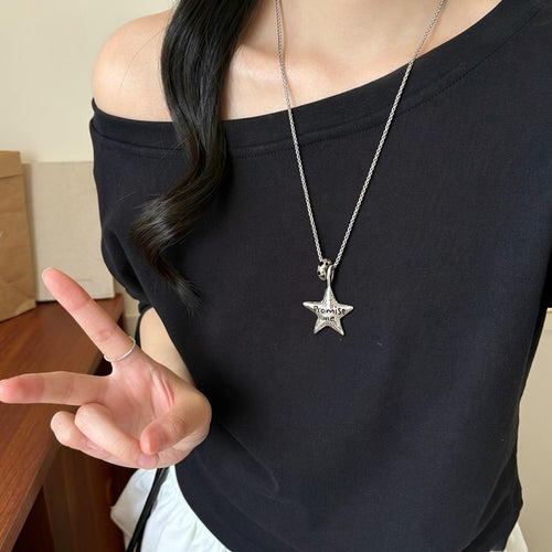 Minimalist Metal Star Adjustable Geometric Collarbone Necklace With Niche Cool Style Design