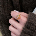Gold Plated Zircon Flower Open Ring For Women view 1