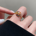Gold Plated Zircon Flower Open Ring For Women view 3
